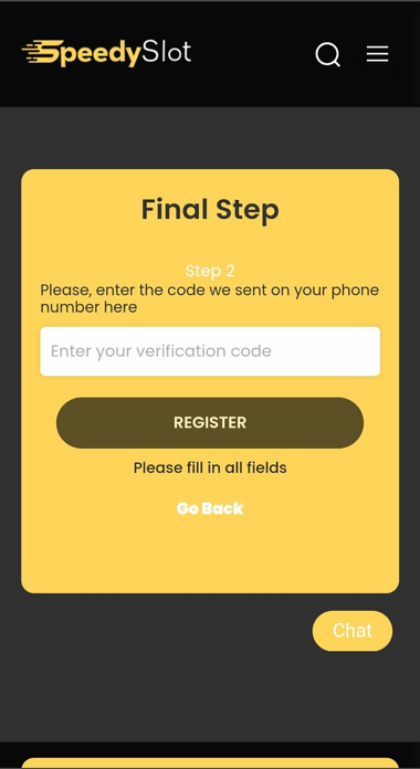 First Visual Guide to SpeedySlot Registration Process