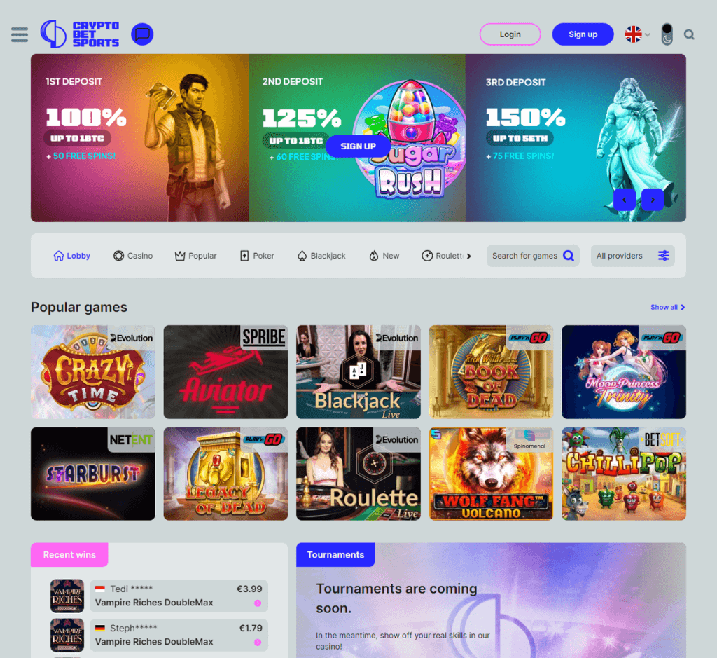 CryptoBet Casino Desktop Preview 2