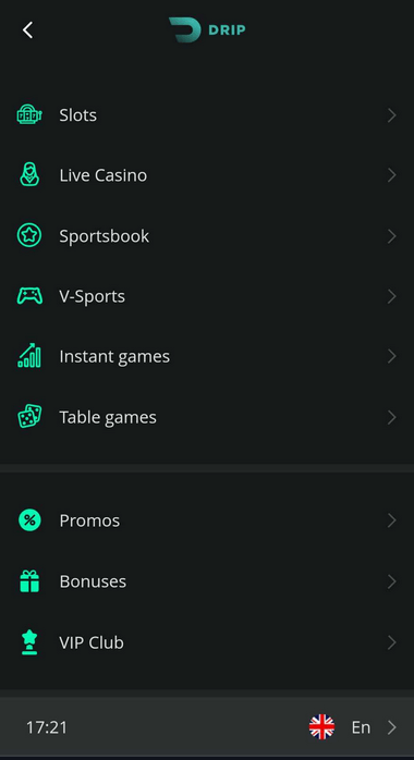 Drip Casino Mobile Preview 2