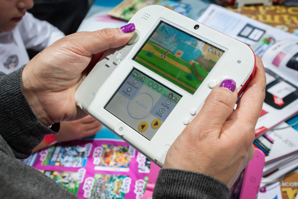 Playing a Nintendo DS