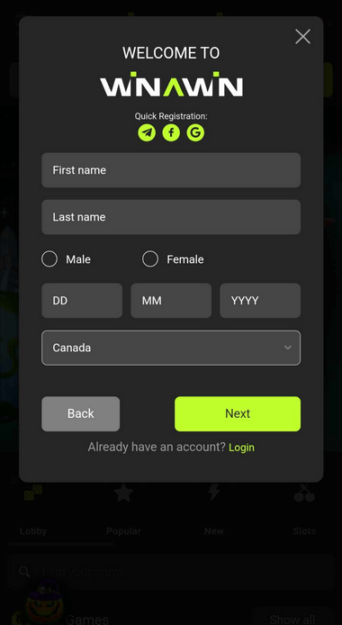 Visual guide to the Winawin Casino registration process, Part 3.