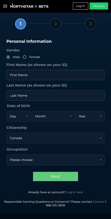 Continue with the registration walkthrough captured in NorthStar Bets Casino Registration Process Image 4.