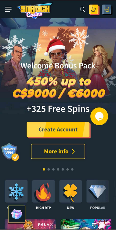 Snatch Casino Mobile Preview 1
