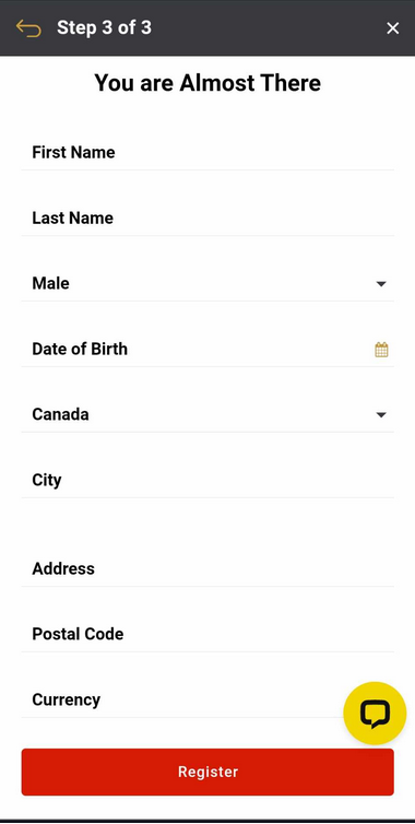 Visual guides accompanying the WinsRoyal Casino registration process.