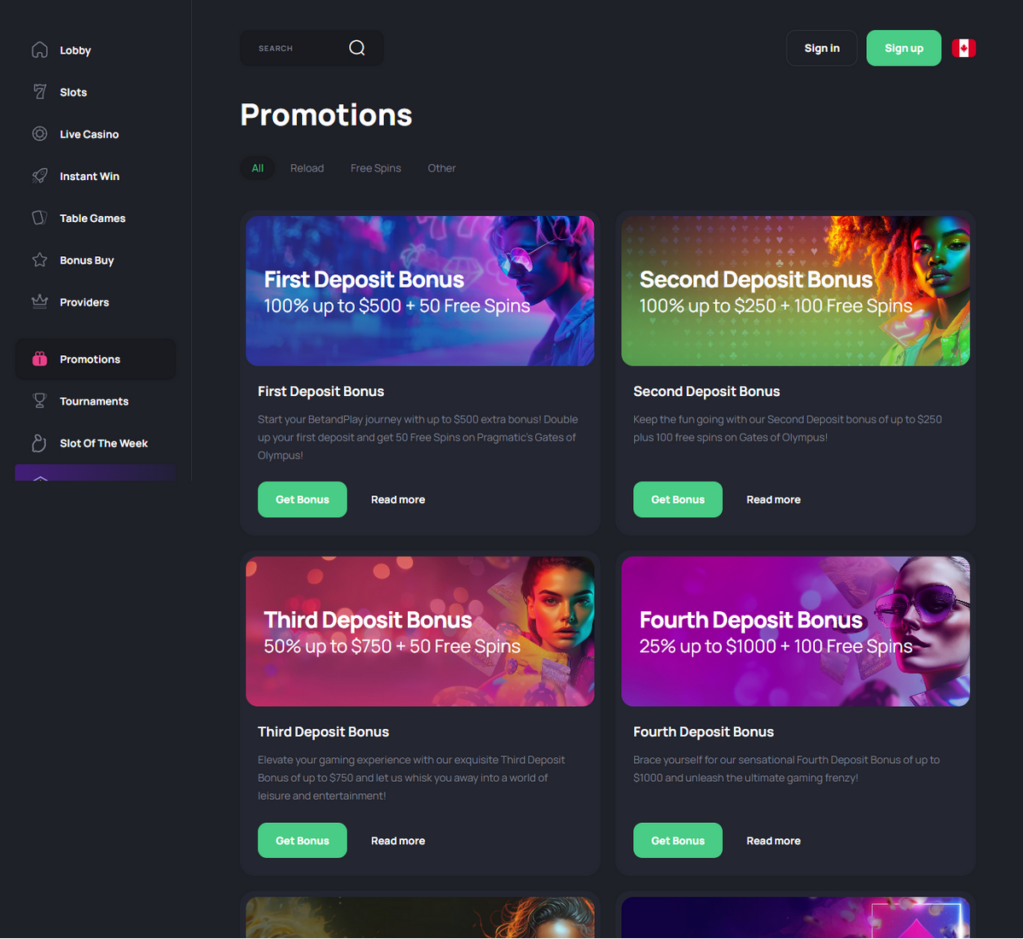 Betandplay Casino Desktop Preview 1