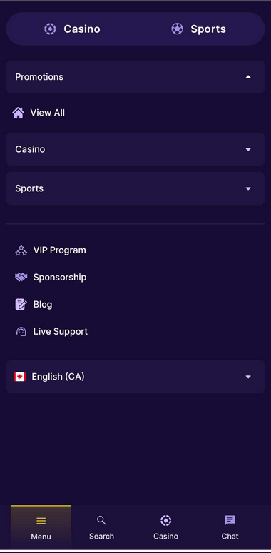 SpinBet Casino Mobile Preview 2