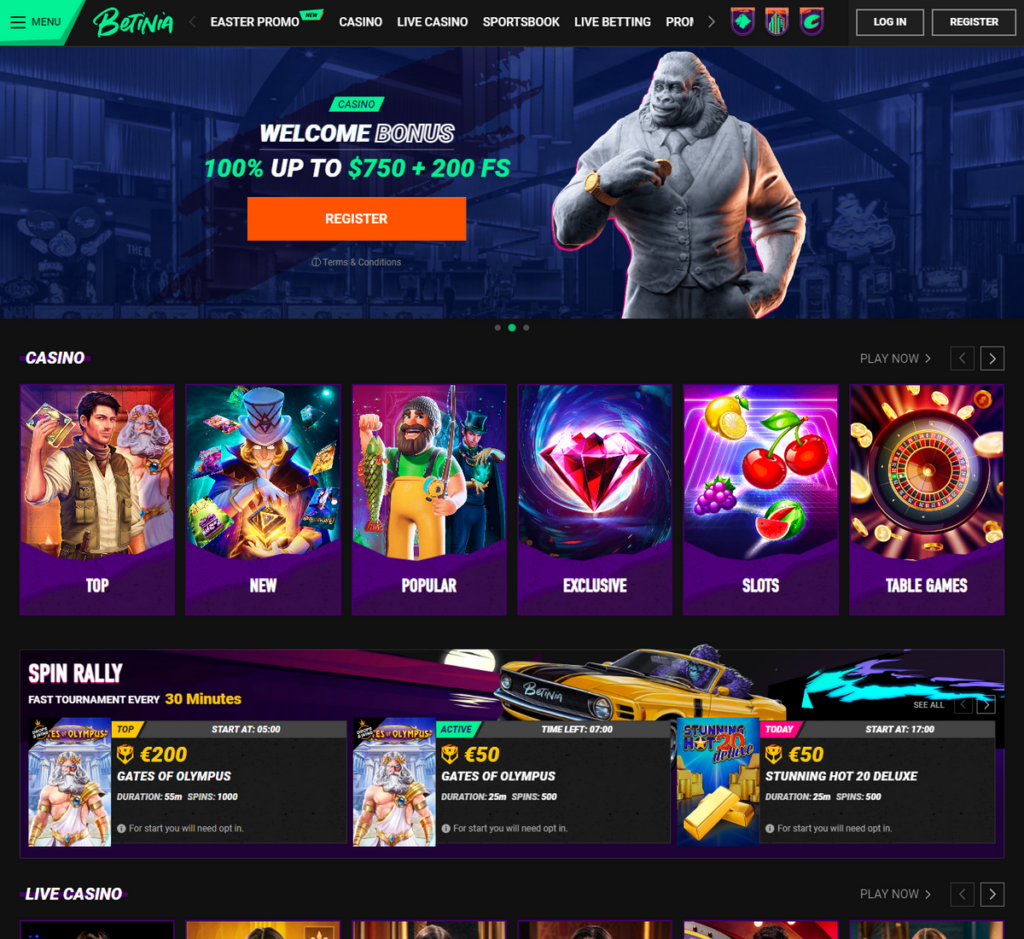 Betinia Casino Desktop Preview 1