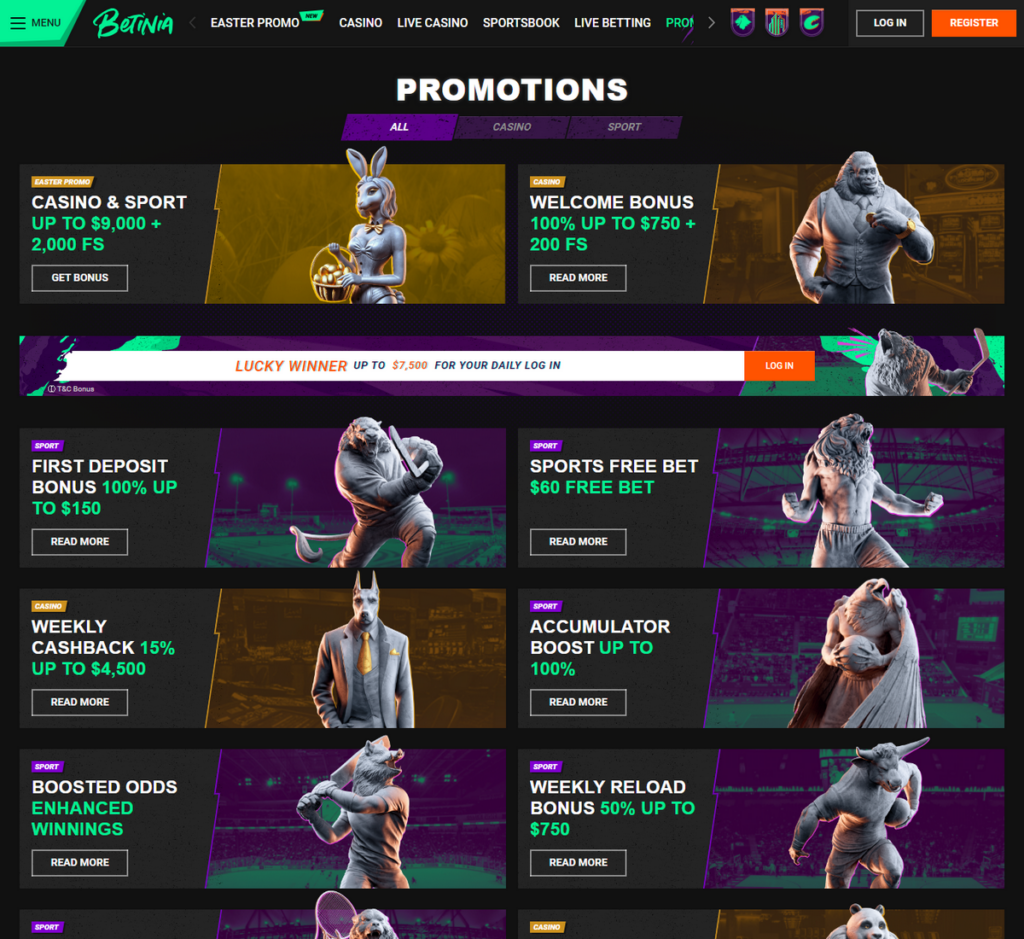 Betinia Casino Desktop Preview 2