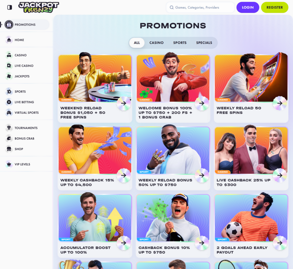 Experience exceptional mobile gaming at Jackpot Frenzy Casino; the seamless mobile site matches the desktop version in quality. With its cutting-edge design and vibrant graphics, the mobile platform excels in delivering a thrilling gaming experience on the go.