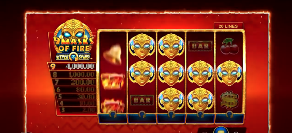 Winning spin on 9 Masks of Fire