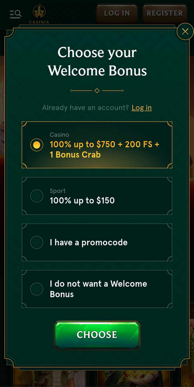 Casinia Casino Registration Guided with Visual Aids - Image Step 1