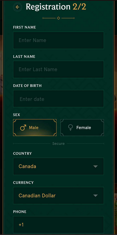 Casinia Casino Registration Guided with Visual Aids - Image Step 3