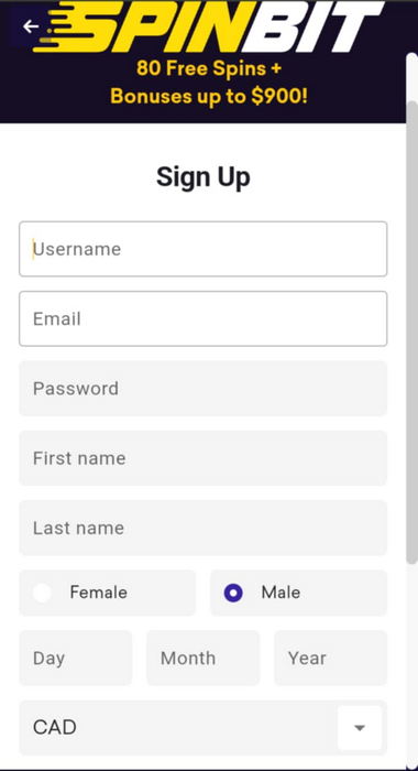 Visual Guide to SpinBit Casino Registration Process - Image 1