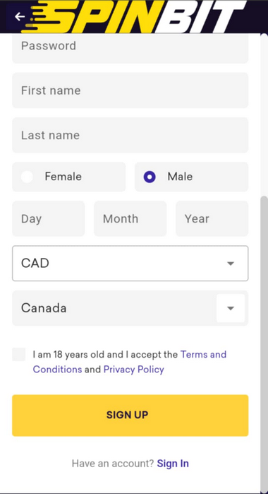 Visual Guide to SpinBit Casino Registration Process - Image 2