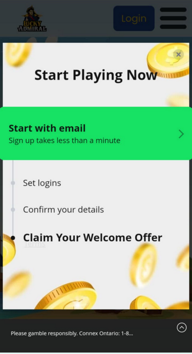 Follow our detailed visuals on how to successfully register at Lucky Admiral Casino from start to finish.