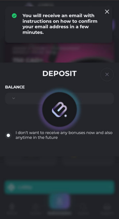 To create an account, visit casinobello.com and click on the blue 'Sign Up' button.