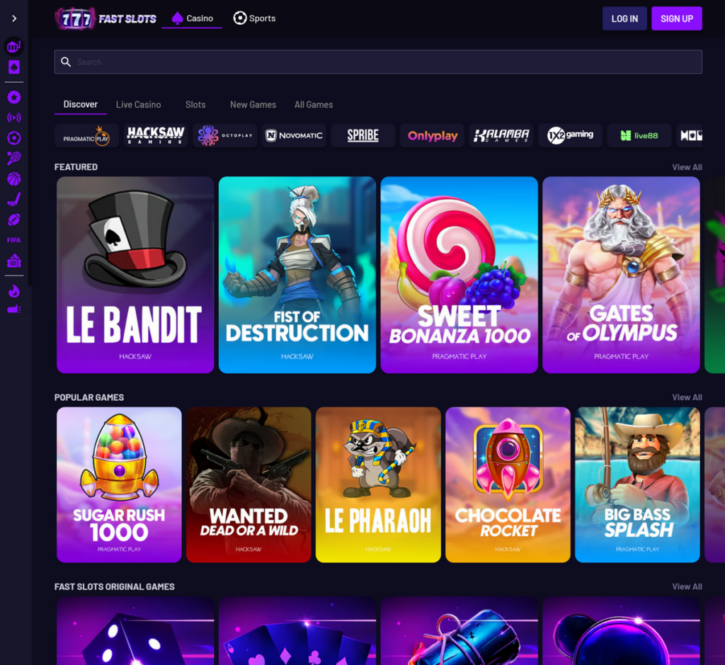 Fast Slots Casino Desktop Preview 1