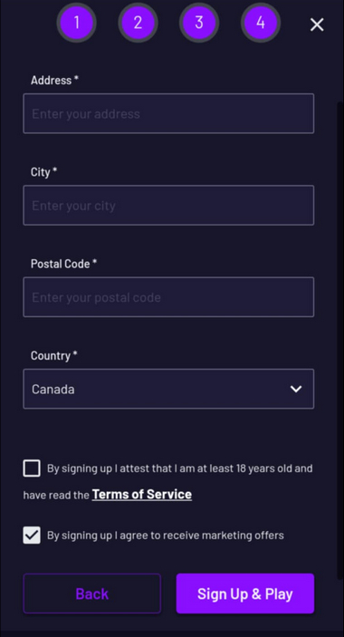 Visual representation of the Fast Slots Casino registration procedure: Image 4