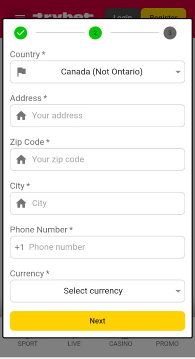 Step-by-step Guide to Registering at Trybet Casino: Image 2