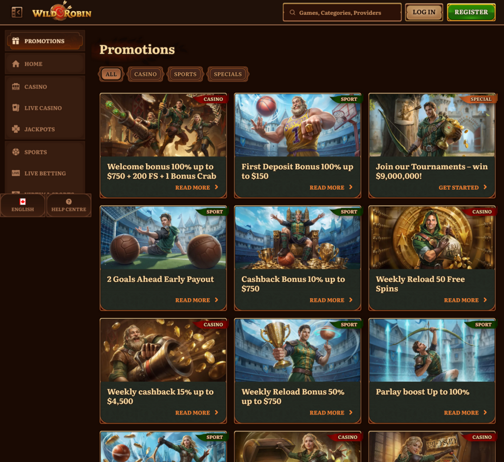 WildRobin Casino Desktop Preview 2